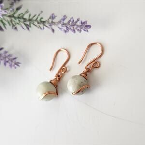 Copper Wire Wrapped Amazonite Earrings, Boho Dangle Earrings